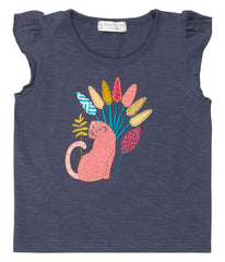 Sense Organics - NANA Butterfly Shirt Navy - Leopard Appliqué