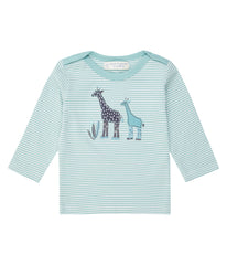 Sense Organics - LUNA Shirt Light Teal Stripes - Giraffe