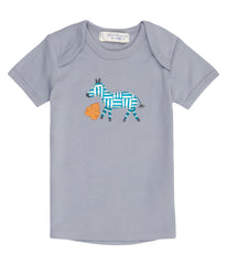 Sense Organics - TILLY RETRO Shirt Dusty Blue - Zebra Appliqué