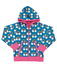 maxomorra - Cardigan Hood Reversible FARM RAINBOW