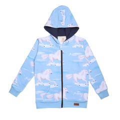 Walkiddy - Cardigan Hoody White Horses