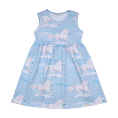 Walkiddy - White Horses Sleeveless Dress