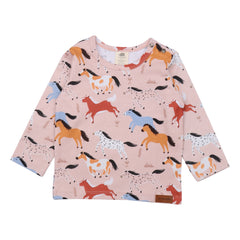 walkiddy - Langarm Shirt Baby Horses Rosa