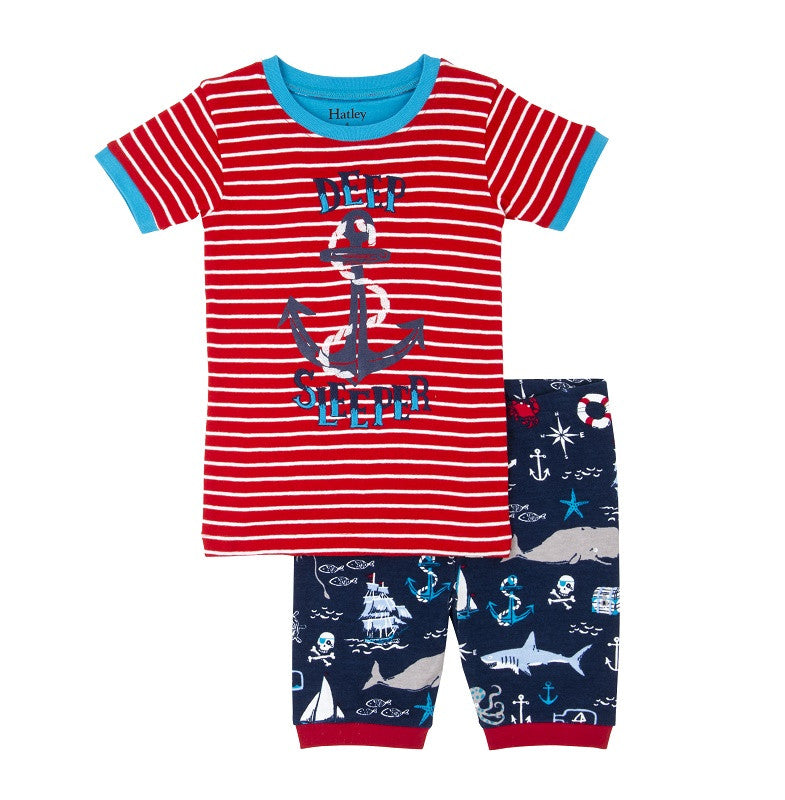 Schlafanzug Hatley Nautical in rot/blau bei Heldenkind