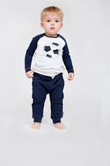 Langarmshirt HOLGER mit Fußball in blau