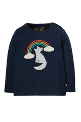 Frugi - Button Applique Top - Indigo Wolf