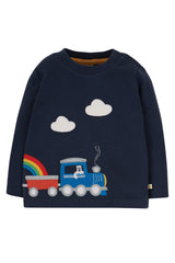 Frugi - Joe Applique Top - Indigo Train