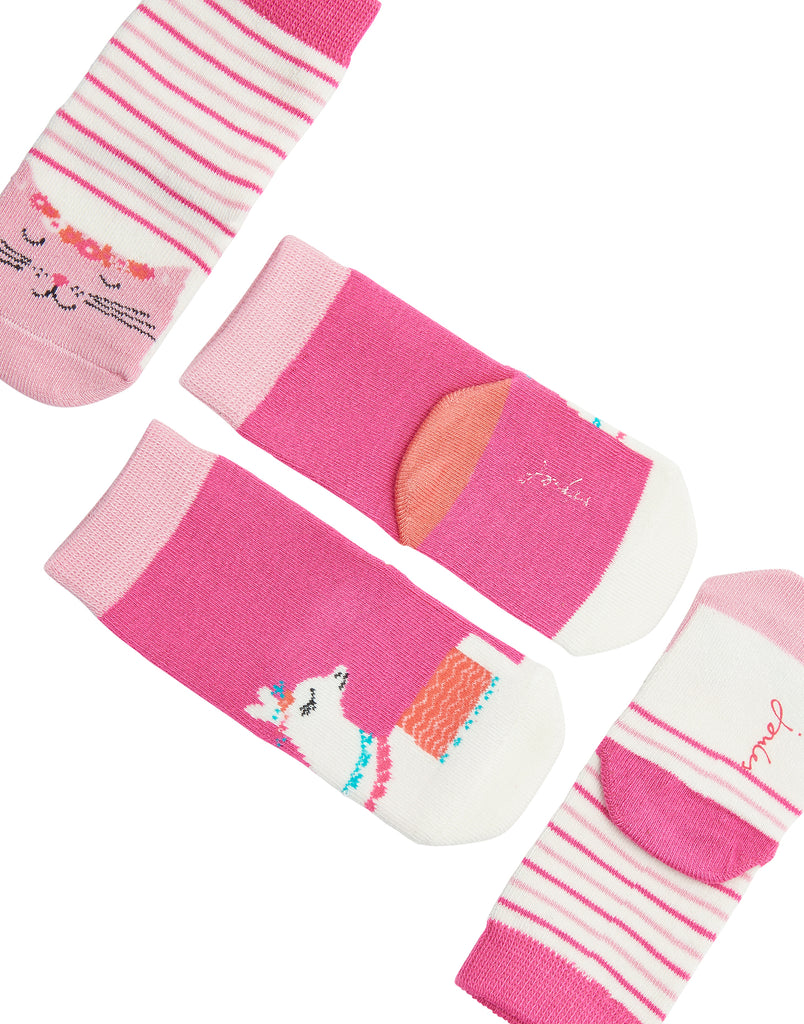 2-er Pack Motiv-Socken von Joules mit Lama und Katze