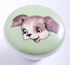 nostalgischer keramikknauf hund living colour bei heldenkind