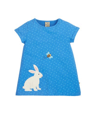 Frugi - Alba Applique Top -  Cobalt Blue Spot Rabbit
