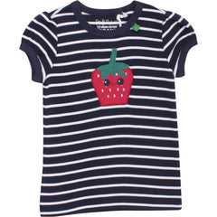 T-Shirt gestreift mit Erdbeere in navy bei Heldenkind