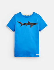 Tom Joule T-Shirt Cullen Blue Shark mit Wendepailletten