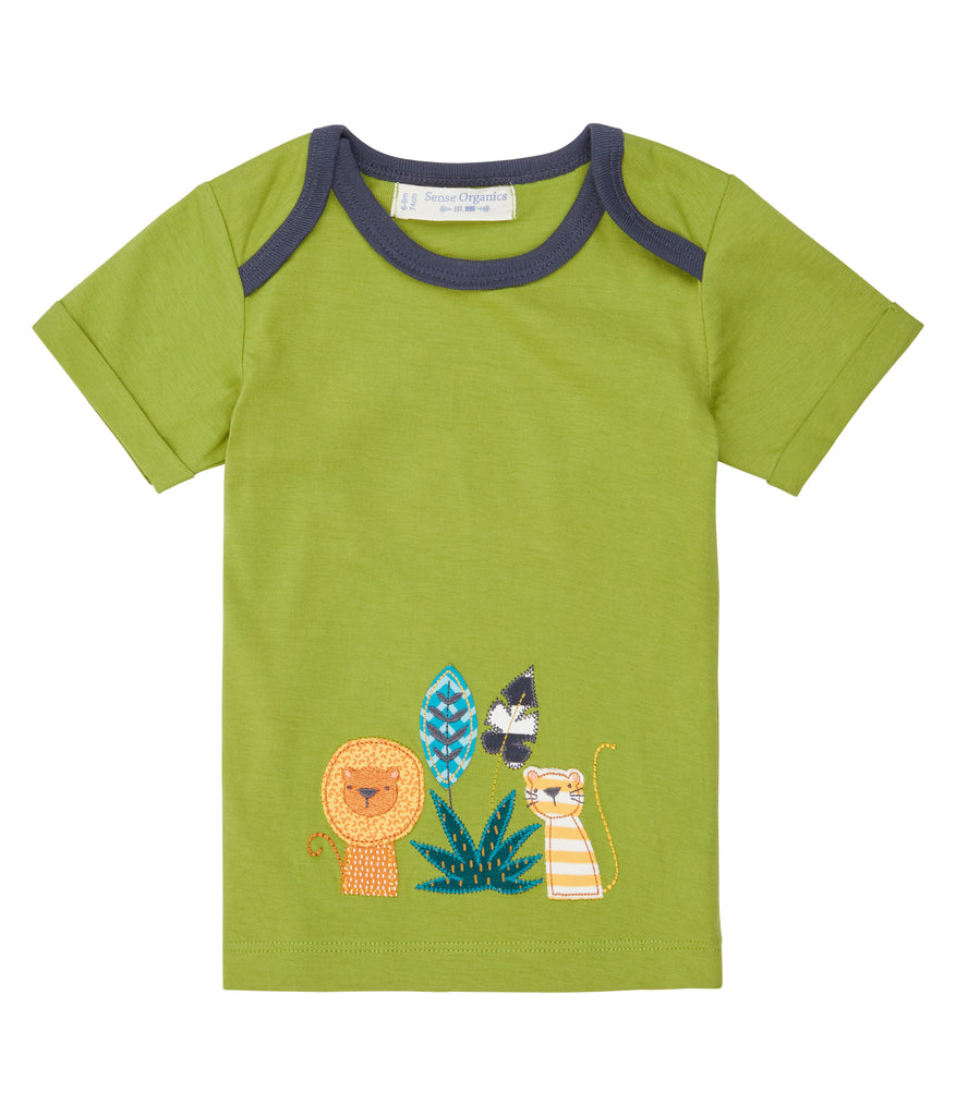 Sense Organics - TOBI Shirt  Green - Lion Appliqué