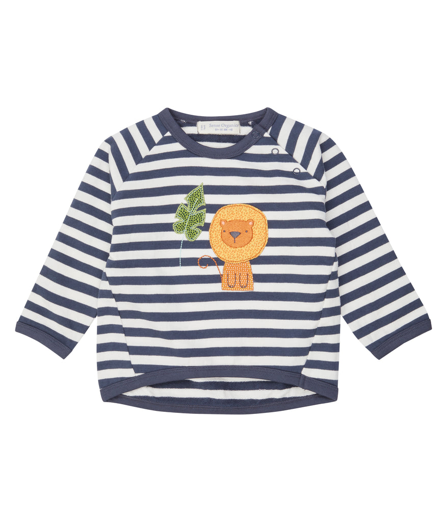 Sense Organics - ETU Sweater Navy Stripes - Lion Appliqué