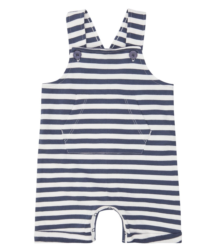 Sense Organics - FABIO Short Sweat Dungarees Navy Stripes