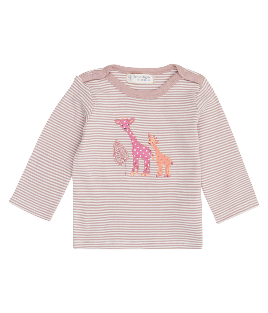 Sense Organics - LUNA Shirt  Mauve Stripes - Giraffe