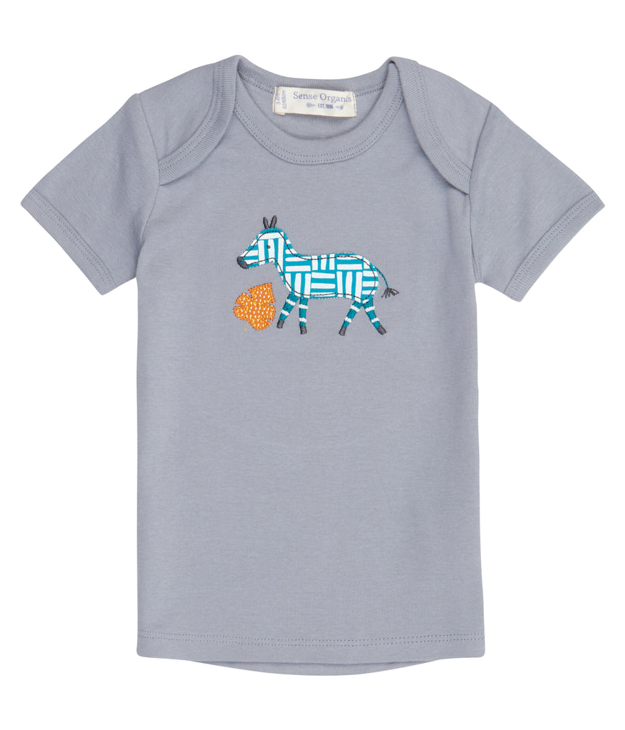 Sense Organics - TILLY RETRO Shirt  Dusty Blue - Zebra Appliqué