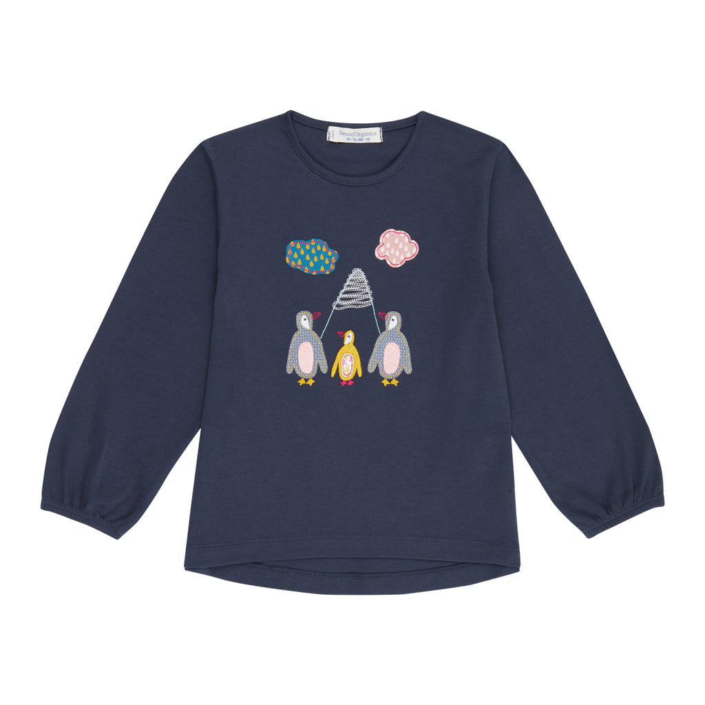 Sense Organics - EMI Shirt langarm Navy + Penguins