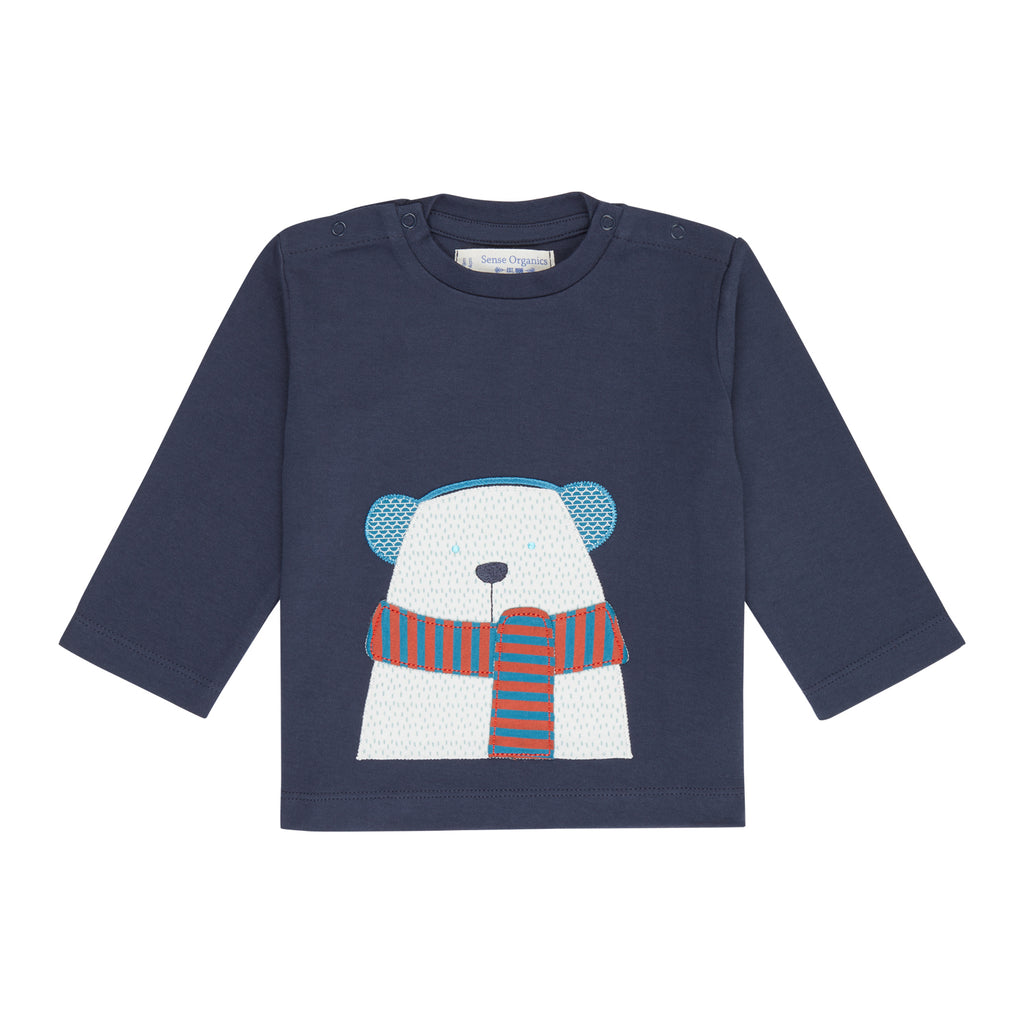 Sense Organics - ELAN Baby Shirt langarm Navy + Polar Bear