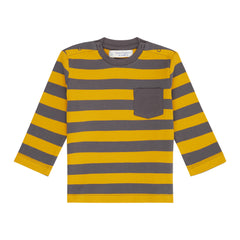 Sense Organics - ELAN Baby Shirt langarm Mustard-Anthracite Stripes