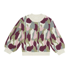 Sense Organics - DELIA Knitted Sweater - Olive-Sand-Grey Pattern