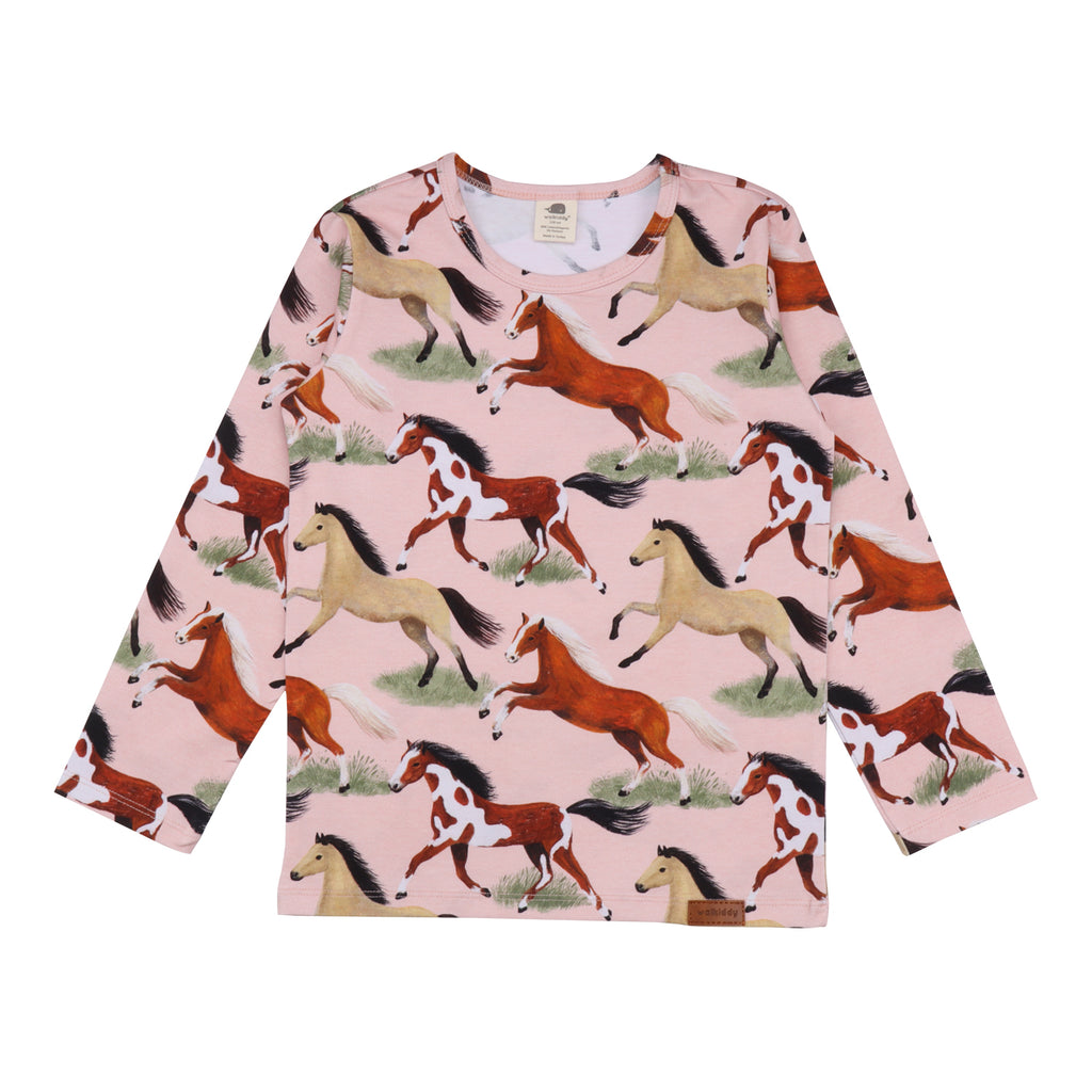 walkiddy - Langarm Shirt The Horses Rosa