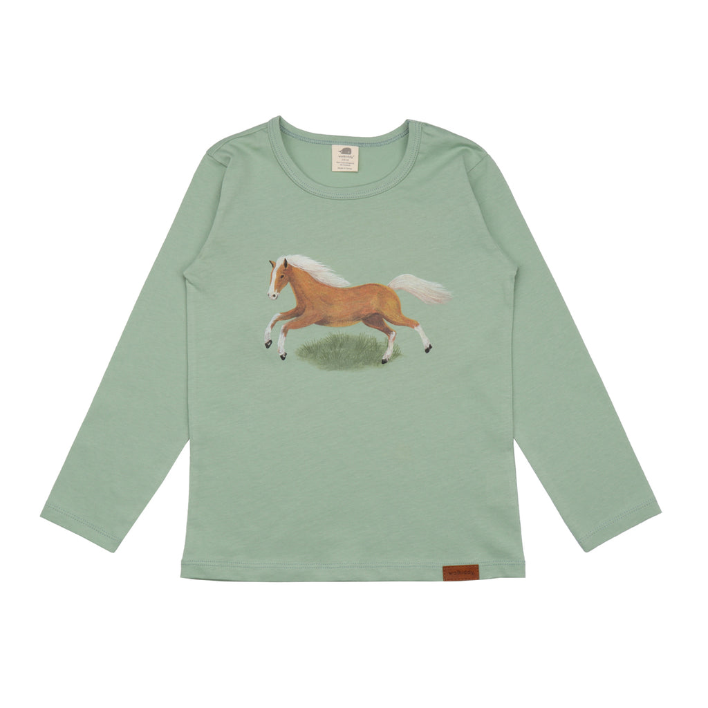 walkiddy - Langarm Shirt The Horses Grün single print