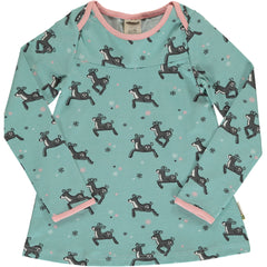 maxomorra Shirt Flare langarm DASHING REINDEER