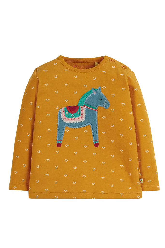 Frugi - Button Applique Top - Floral Ditsy Horse