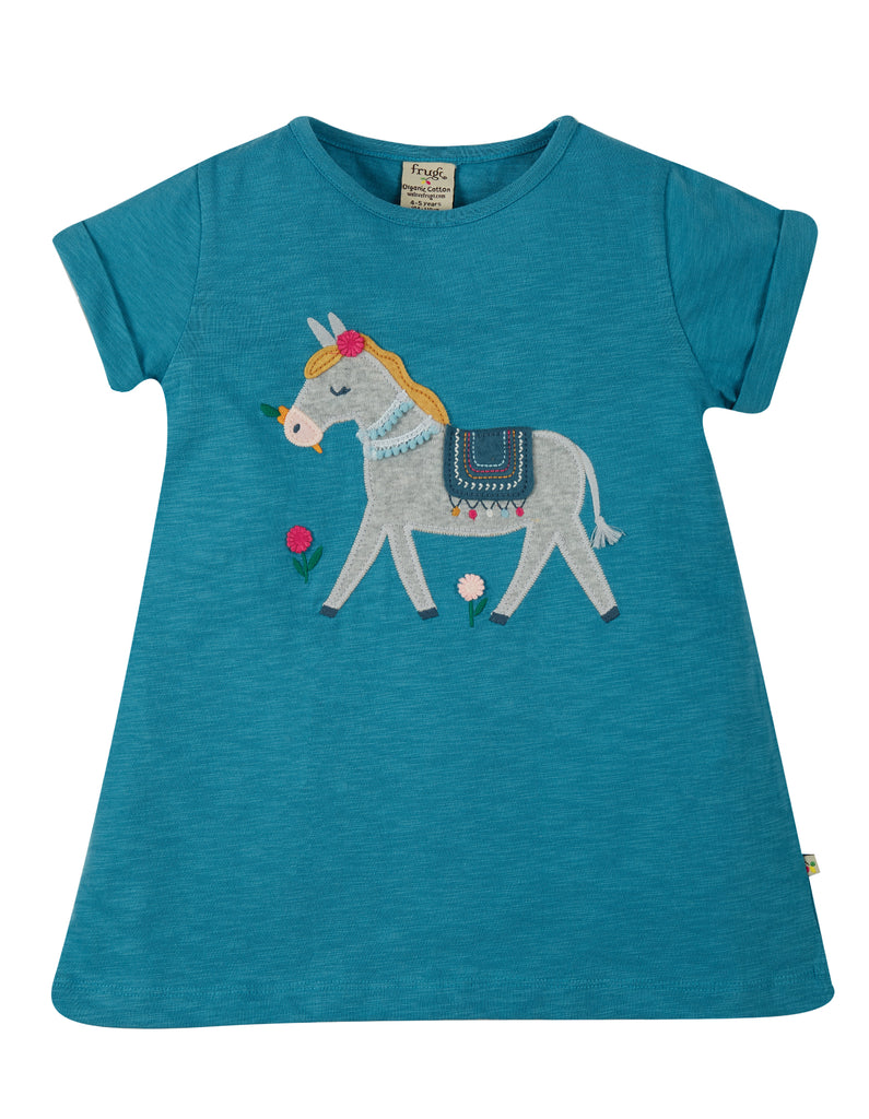 Frugi Ariella Applique Top -  Sea Blue Donkey