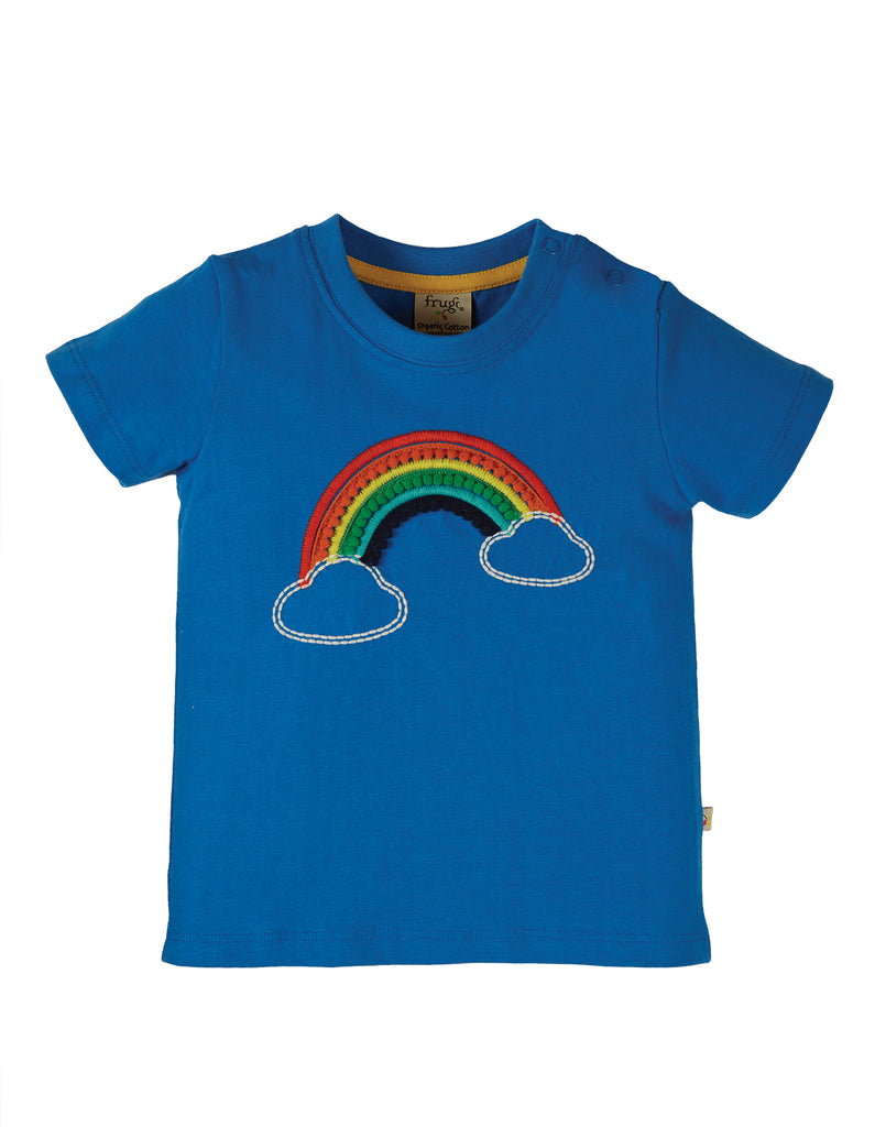 Frugi Avery Applique Top -  Cobalt Rainbow