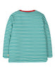 Frugi - Bobby Applique Top -  Jewel Fine Stripe Parakeet