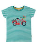 Frugi Camille Applique Tee -  Jewel Fine Stripe Bike