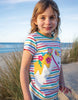 Frugi Camille Applique Tee -  Soft Multistripe Horse