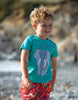 Frugi Carsen Applique T-shirt -  Pacific Aqua  Elephant