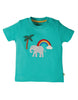 Frugi Little Creature Applique Top -  Pacific Aqua  Elephant