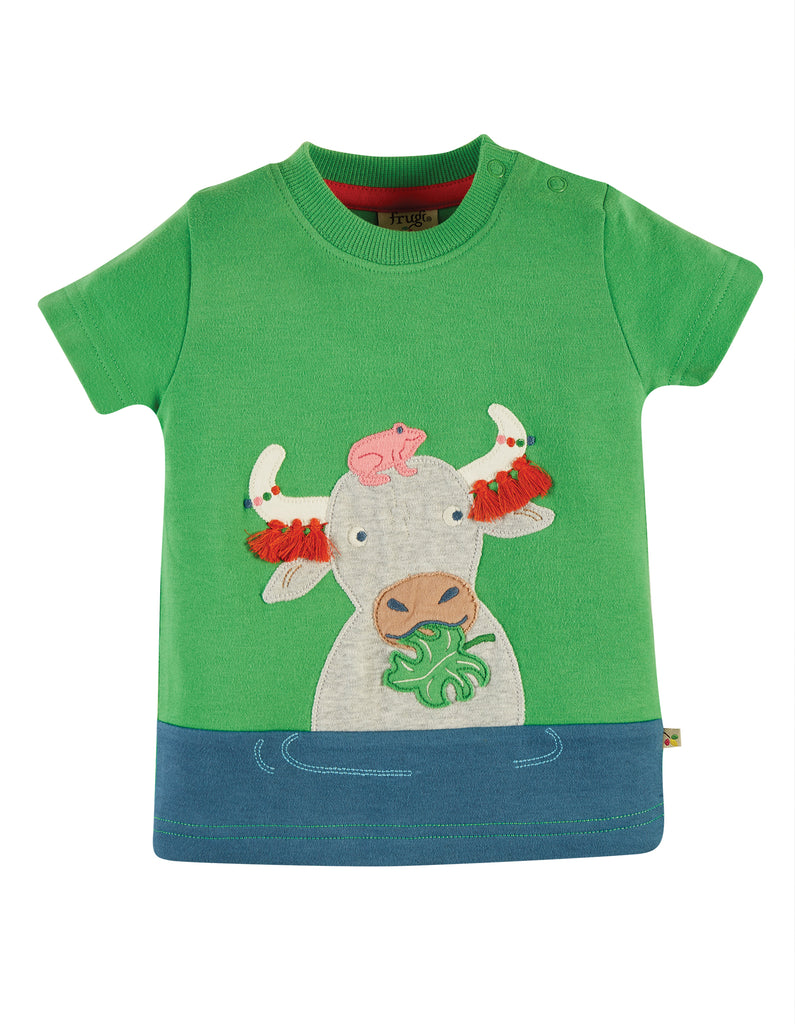 Frugi Penryn Panel T-shirt -  Glen Green Buffalo