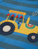 Frugi Sid Applique T-shirt -  Blue Stripe Tractor