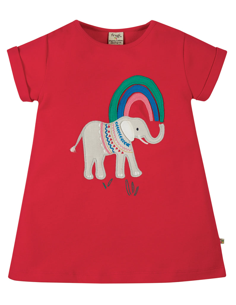 Frugi Sophie Applique Top -  True Red Elephant