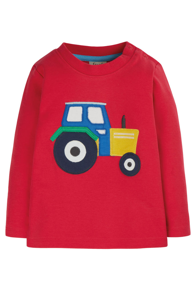 Frugi - Adventure Applique Top -  True Red Tractor