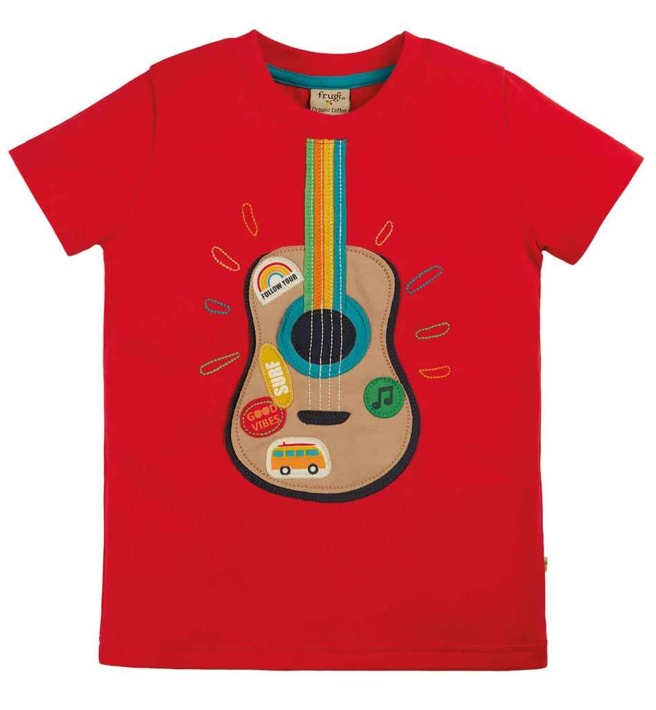 Frugi - Avery Applique Top - Red Guitar