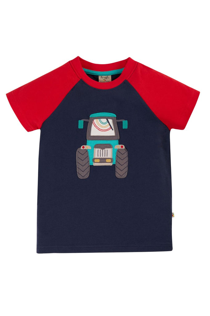 Frugi - Rafe Raglan T-shirt -  Indigo Tractor