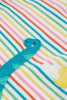 Frugi - Isla Applique Tee -  Rainbow Stripe Dino