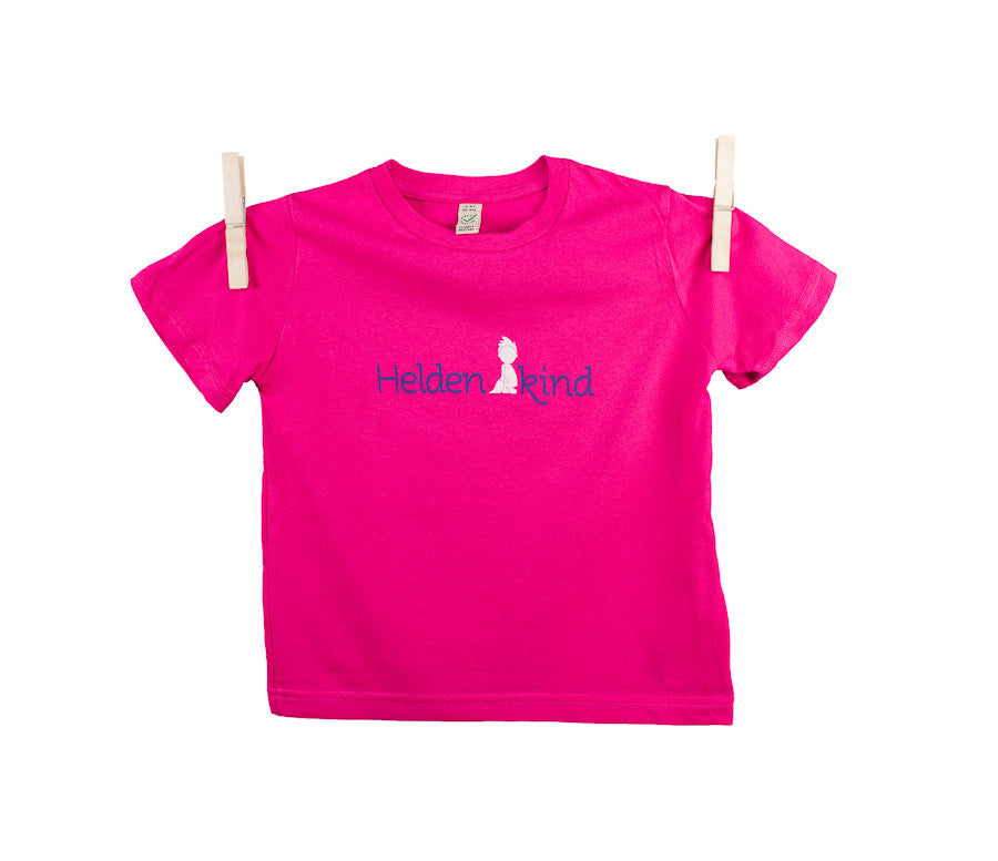 "Heldenkind" Kinder Shirt Kurzarm Pink Bio-Baumwolle