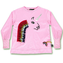 Ubang Langarmshirt Einhorn Puderpink